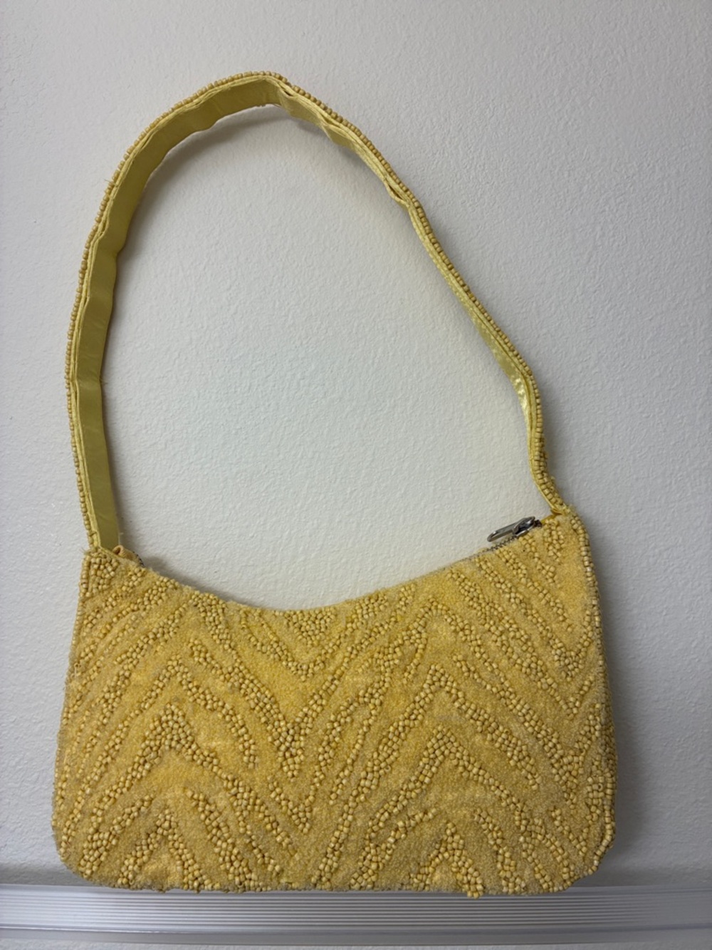 Beaded Yellow Shoulder Bag
